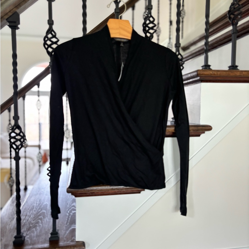 Banana Republic Elegant Black Wrap Top